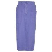 Max Mara Lavendel Canvas Midi Kjol Purple, Dam