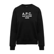 A.p.c. Svart Crewneck Sweatshirt med Logotyptryck Black, Dam