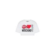 Moschino Peace & Love Cropped Logo T-shirt White, Dam