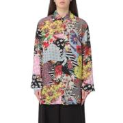 Moschino Patchwork Blommigt Tryck Oversized Skjorta Multicolor, Dam