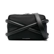 Alexander McQueen Svart Nylon Harneskameraväska Black, Herr