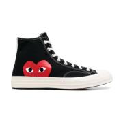 Comme des Garçons Play Svarta Canvas High-Top Sneakers Black, Herr