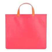 Comme des Garçons Rosa Gul Super Fluo Läder Tote Väska Multicolor, Dam