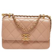 Chanel Vintage Pre-owned Laeder axelremsvskor Beige, Dam