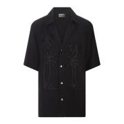 P.a.r.o.s.h. Svart Palm Broderad Skjorta Black, Dam