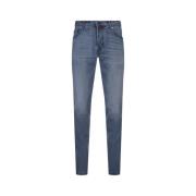 Kiton Blå Tapered Denim Jeans Blue, Herr