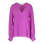 Jucca Sidens V-ringad Blus Purple, Dam