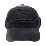 Diesel Svarta Kepsar med Frontal Oval-D Logo Black, Herr