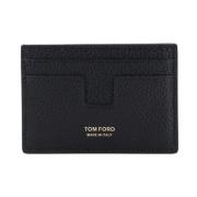 Tom Ford Svart Läderplånbok med Logotyptryck Black, Herr