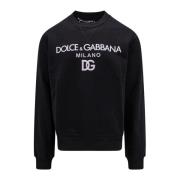 Dolce & Gabbana Svart Bomullsweatshirt med Frontal Logo Black, Herr