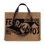 Salvatore Ferragamo Shopper typ väska Beige, Dam