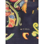 Etro Blå Scarf med Ikoniskt Motiv Multicolor, Dam