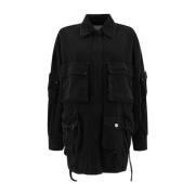 The Attico Svart Fern Short Coat Black, Dam