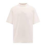Balenciaga Beige Ribbad T-shirt med Logobroderi Beige, Herr