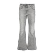 Versace Grå Denim Stonewashed Flared Cropped Jeans Gray, Dam