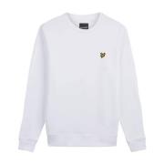 Lyle & Scott Klassisk Crew Neck Sweatshirt i Vit White, Herr