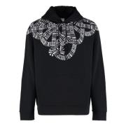 Marcelo Burlon Tryckt Hoodie med Ormvinge Tryck Black, Herr