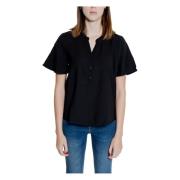 Jacqueline de Yong Kortärmad Vävd Blus Black, Dam