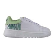 Emporio Armani Vit Sneaker med Grönt Logo White, Dam