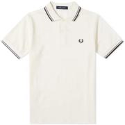 Fred Perry Slim Fit Twin Tipped Polo White, Herr