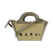Marni Raffia-effekt och läderväska med dragsko Green, Dam