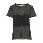 Patrizia Pepe TOP Slim t-shirt i stretchtulle Black, Dam