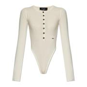 Dsquared2 Bodysuit med logotypapplikation Beige, Dam