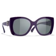 Chanel Ikoniska solglasögon med enhetliga linser Purple, Unisex