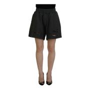 Dsquared2 Svart Bomull Tattered Mid-Waist Shorts Black, Dam