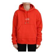 Dsquared2 Röd Logo Bomull Hoodie Sweatshirt Red, Dam