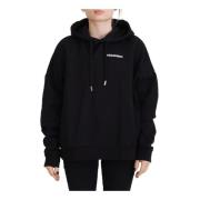 Dsquared2 Svart Logo Patch Bomull Hoodie Sweatshirt Black, Dam