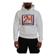 Dsquared2 Vit Bomullstryckt Pullover Tröja White, Herr