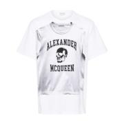 Alexander McQueen Grafiskt Tryck Vit T-shirt White, Herr