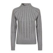 Ermanno Scervino Grå Kabelstickad Tröja Aw24 Gray, Dam