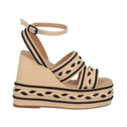 Castañer Beige Kil Espadrillos Raffia Sandaler Beige, Dam