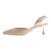 Ninalilou Silver Slingback Kristall Pumps Beige, Dam