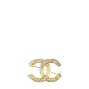 Chanel Vintage Pre-owned Metall broscher Yellow, Dam