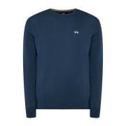 La Martina Blå Logo Crew-Neck Sweater Bomull Ull Blue, Herr