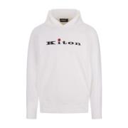 Kiton Vit Bomullshoodie med Logotyp White, Herr