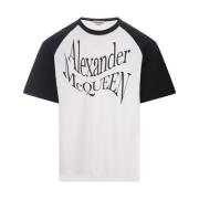 Alexander McQueen Förvrängd Logotyp Crew Neck T-shirt White, Herr