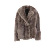 Blancha Shearling Coat Grey Beige, Dam