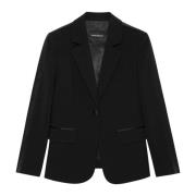 Emporio Armani Satin Smokingjacka med Raffinerad Stil Black, Dam