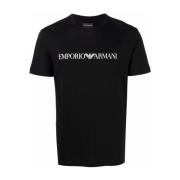 Emporio Armani Blå Logo Print Crew Neck T-shirt Blue, Herr