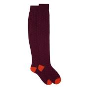 Gallo Burgundy Polka Dot Knee-High Socks Red, Dam