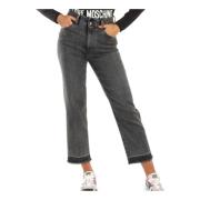 Moschino Mörk Tvätt Rak Ben Jeans Gray, Dam