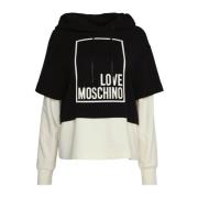 Moschino Tvåfärgad huvtröja med logotyp Black, Dam