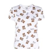 Moschino Bomull T-shirt med Teddy Bear Print White, Dam
