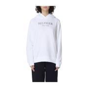 Tommy Hilfiger Broderad Logga Dam Sweatshirt Casual Vårstil White, Dam