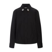 Jil Sander Svart Bomullsskjorta med Juvel Detalj Black, Dam