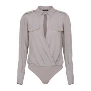 Elisabetta Franchi Korsad Body Skjorta med Detaljer Gray, Dam